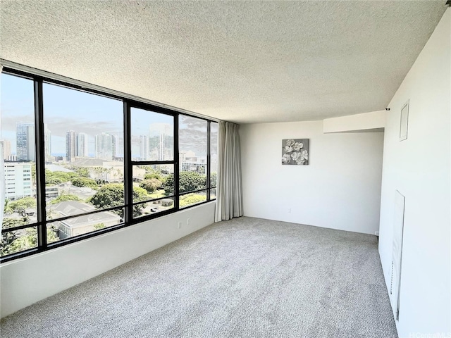 1221 Victoria St Unit 1205, Honolulu, HI 96814 - unfurnished room featuring a skyline view, a textured ceiling, and carpet flooring