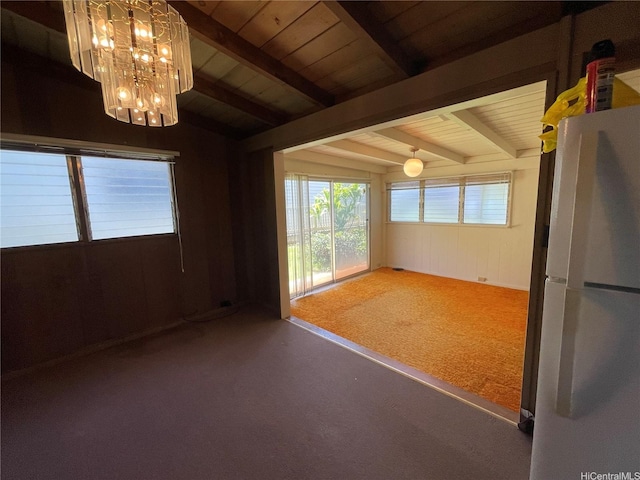 1676 Hoonipo St, Pearl City, HI 96782 - unfurnished room with a chandelier, wood ceiling, and plenty of natural light