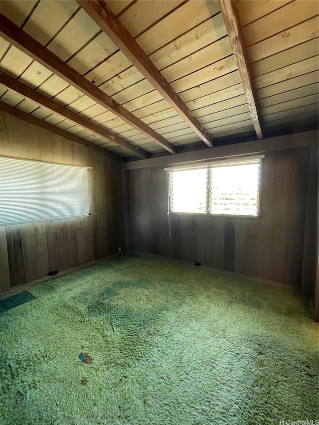 1676 Hoonipo St, Pearl City, HI 96782 - empty room featuring wood walls, wood ceiling, and carpet floors