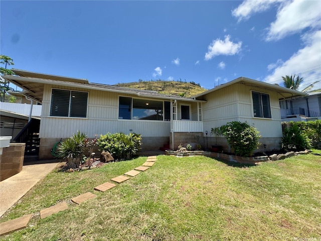 1846 Kilohi St, Honolulu, HI 96819 - view of front of home with a front lawn and stairs