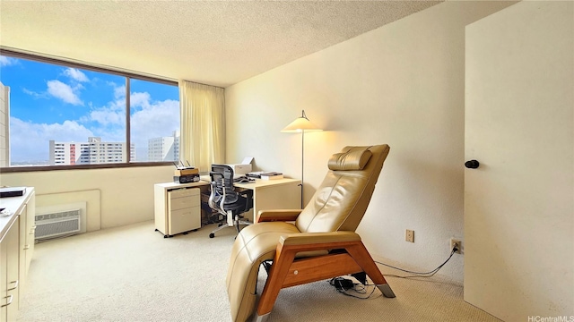 55 S Kukui St Unit D2701, Honolulu, HI 96813 - office space with light colored carpet, a textured ceiling, a city view, and a wall unit AC