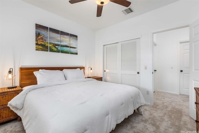 92-1164 Olani St Unit 47-3, Kapolei, HI 96707 - bedroom with a closet, light carpet, and ceiling fan