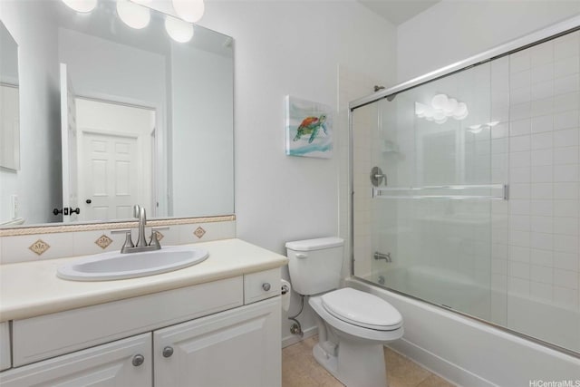 92-1164 Olani St Unit 47-3, Kapolei, HI 96707 - full bathroom with toilet, vanity, shower / bath combination with glass door, and tile patterned flooring