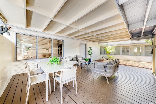 902 Wanaao Rd, Kailua, HI 96734 - wooden terrace with outdoor dining space and an outdoor hangout area