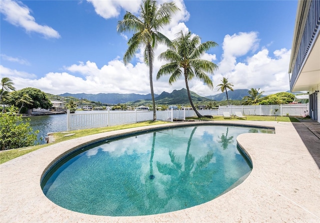 902 Wanaao Rd, Kailua, HI 96734 - view of swimming pool featuring a fenced backyard and a water and mountain view