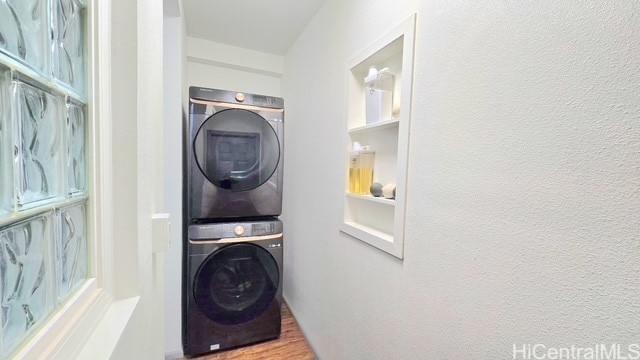 87-230 Holopono St, Waianae, HI 96792 - laundry room featuring stacked washer / drying machine