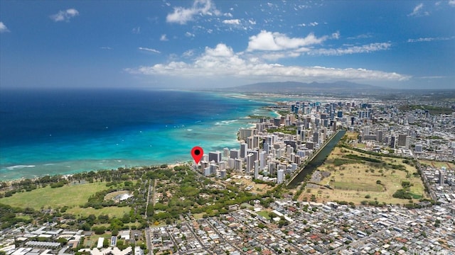 134 Kapahulu Ave Unit 609, Honolulu, HI 96815 - aerial view of property and surrounding area with nearby urban area and a nearby body of water