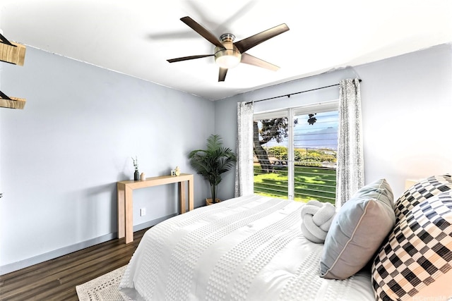 44-130 Mui Pl Unit 2605, Kaneohe, HI 96744 - bedroom featuring wood finished floors, a ceiling fan, and baseboards