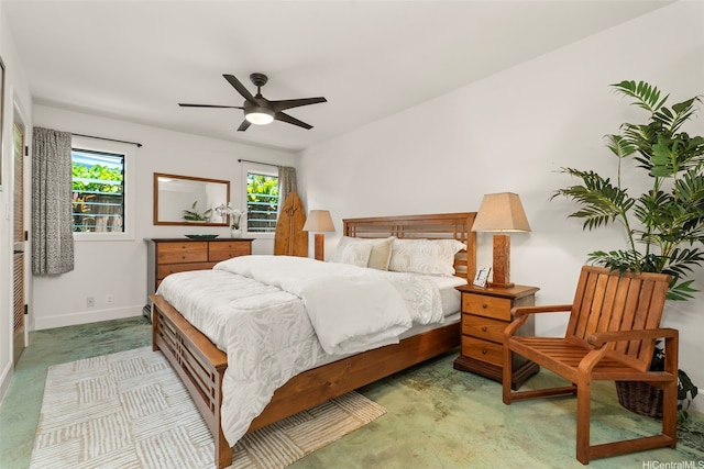 176 Kaiholu St, Kailua, HI 96734 - bedroom featuring multiple windows, baseboards, and ceiling fan