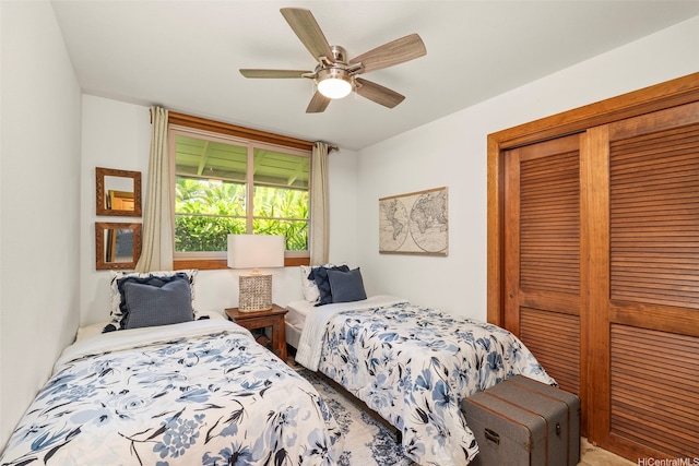 176 Kaiholu St, Kailua, HI 96734 - bedroom featuring a closet and ceiling fan