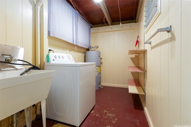 1157 Ala Aloalo St, Honolulu, HI 96818 - washroom with washer / dryer, electric water heater, and a sink
