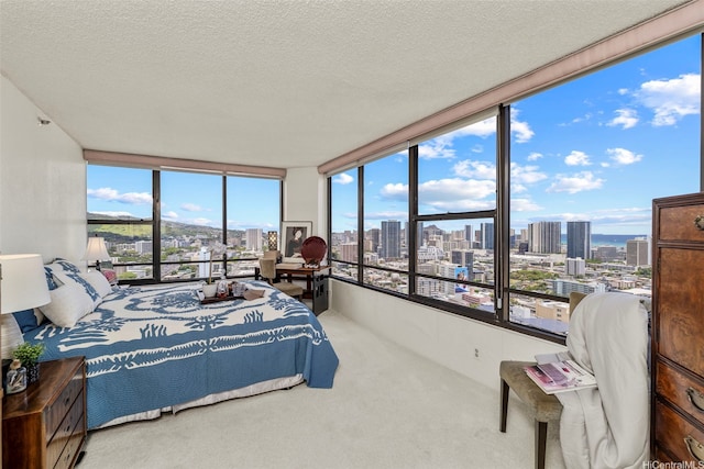 1221 Victoria St Unit 3205, Honolulu, HI 96814 - bedroom featuring a city view, carpet, and a textured ceiling