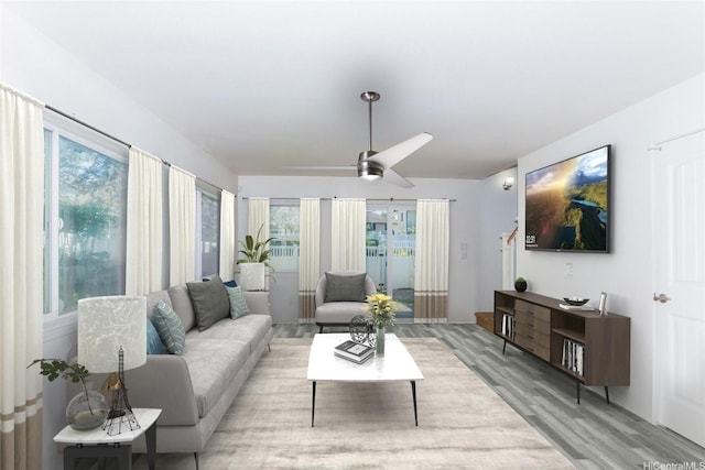 724 Kakala St Unit 1801, Ewa Beach, HI 96706 - living area with light wood-style floors and ceiling fan
