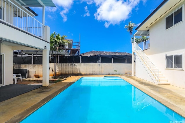 736 Ulili St, Honolulu, HI 96816 - view of swimming pool featuring stairway, a fenced backyard, and a patio