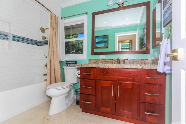 477 Opihikao Place -, Honolulu, HI 96825 - bathroom with vanity, shower / tub combo, crown molding, and tile patterned flooring