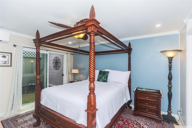 477 Opihikao Place -, Honolulu, HI 96825 - bedroom featuring ornamental molding, access to exterior, and recessed lighting