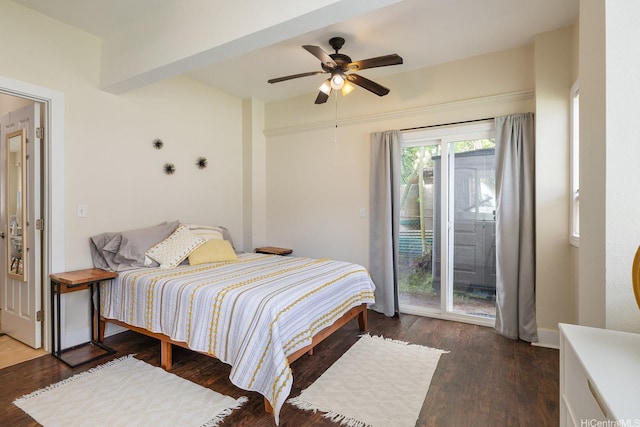 54-298 Hauula Homestead Rd Unit A, Hauula, HI 96717 - bedroom with access to outside, wood finished floors, and ceiling fan