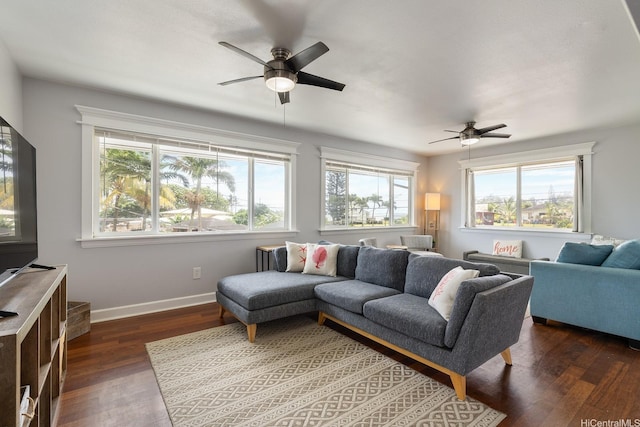 54-298 Hauula Homestead Rd Unit A, Hauula, HI 96717 - living area featuring ceiling fan, plenty of natural light, and wood finished floors