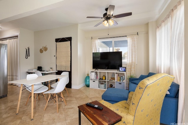 54-298 Hauula Homestead Rd Unit A, Hauula, HI 96717 - living area with ceiling fan and light tile patterned floors