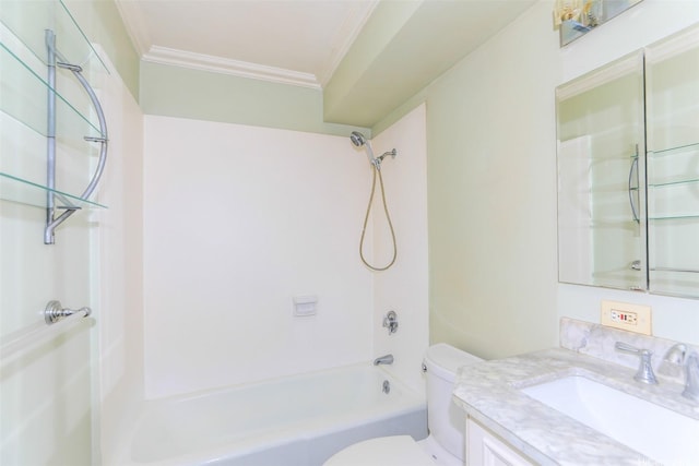 1717 Ala Wai Blvd Unit 303, Honolulu, HI 96815 - bathroom with crown molding, toilet, bathtub / shower combination, and vanity