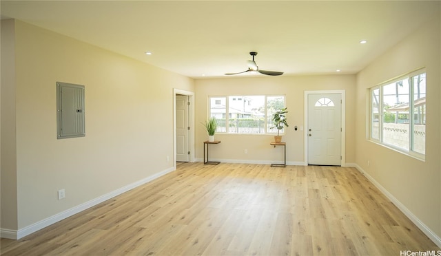 84-160 Jade St, Waianae, HI 96792 - foyer with electric panel, ceiling fan, plenty of natural light, light wood-style flooring, and recessed lighting