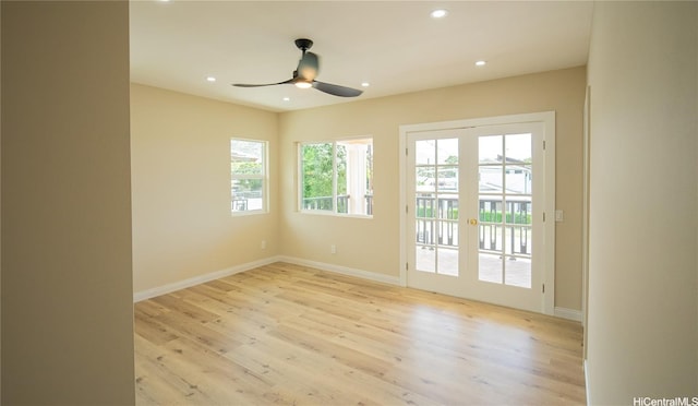 84-160 Jade St, Waianae, HI 96792 - empty room with light wood-style floors, a ceiling fan, baseboards, and recessed lighting