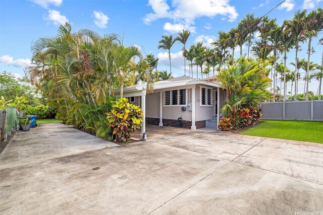 1614 Hoolulu Rd, Wahiawa, HI 96786 - view of front of property featuring concrete driveway and an attached carport