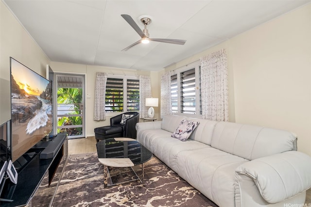 1614 Hoolulu Rd, Wahiawa, HI 96786 - living area featuring ceiling fan and wood finished floors