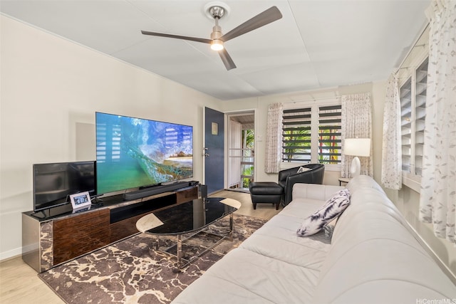 1614 Hoolulu Rd, Wahiawa, HI 96786 - living room featuring wood finished floors and ceiling fan