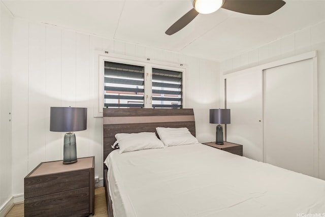 1614 Hoolulu Rd, Wahiawa, HI 96786 - bedroom with ceiling fan, wood finished floors, and a closet