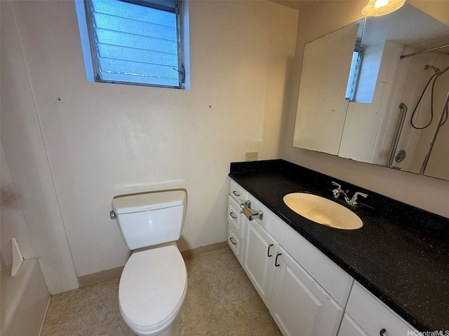 1717 Ala Wai Blvd Unit 306, Honolulu, HI 96815 - bathroom with vanity, toilet, a shower, and baseboards