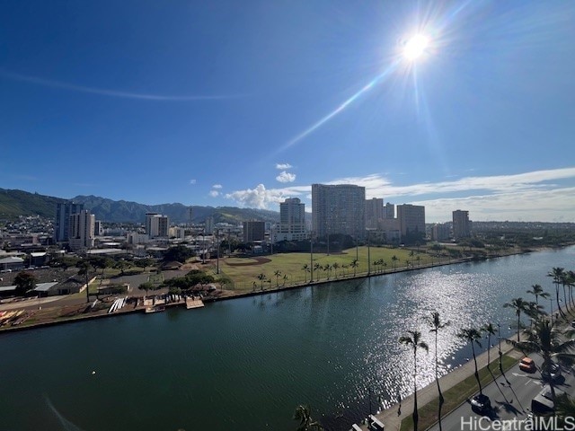 444 Niu St Unit 1312, Honolulu, HI 96815 - water view with nearby urban area and a mountain backdrop