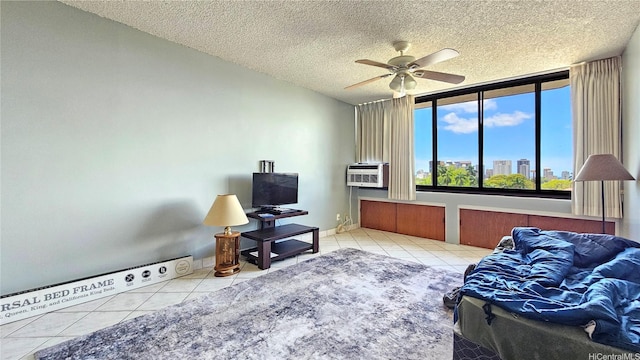 2040 Nuuanu Ave Unit 404, Honolulu, HI 96817 - tiled living area featuring a ceiling fan and a textured ceiling