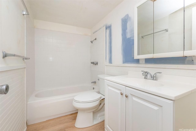 98-1040 Moanalua Rd Unit 1-201, Aiea, HI 96701 - full bathroom featuring vanity, toilet, wood finished floors, and shower / bathtub combination