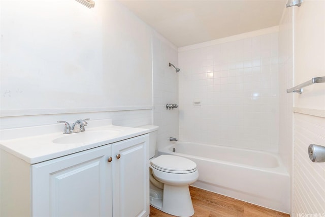 98-1040 Moanalua Rd Unit 1-201, Aiea, HI 96701 - full bath featuring wood finished floors, shower / bath combination, vanity, and toilet