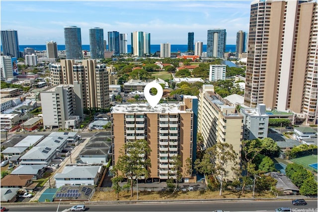 1050 Kinau St Unit 301, Honolulu, HI 96814 - drone / aerial view of city skyline and a nearby body of water