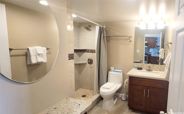 1777 Ala Moana Blvd Unit 1506, Honolulu, HI 96815 - full bath featuring a tile shower, toilet, vanity, and tile patterned floors