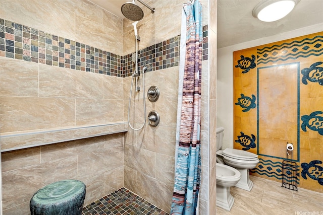 87-561 Farrington Hwy Unit 102, Waianae, HI 96792 - full bathroom featuring a bidet, tiled shower, and toilet