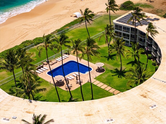 87-561 Farrington Hwy Unit 102, Waianae, HI 96792 - view of pool with view of water and beach and a lawn