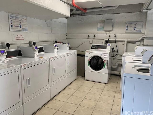 1850 Ala Moana Blvd Unit 819, Honolulu, HI 96815 - shared laundry featuring washer and clothes dryer and light tile patterned floors