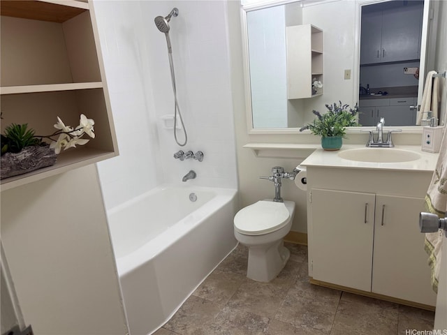 1550 Rycroft St Unit 528, Honolulu, HI 96814 - bathroom featuring vanity, shower / bath combination, toilet, and stone finish flooring