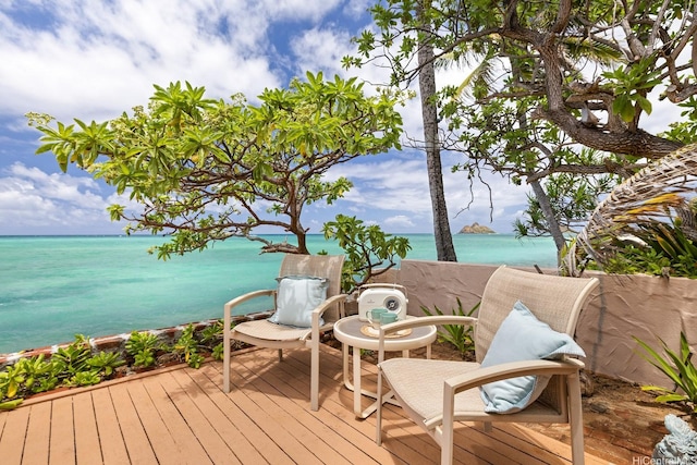 846 Mokulua Dr, Kailua, HI 96734 - wooden terrace featuring a water view