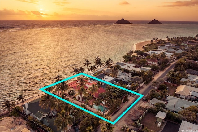 846 Mokulua Dr, Kailua, HI 96734 - aerial overview of property's location with a large body of water and property boundaries highlighted