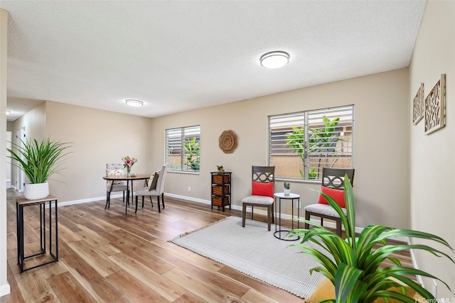 91-1338-A Karayan St, Ewa Beach, HI 96706 - living area with light wood-type flooring, a textured ceiling, and baseboards