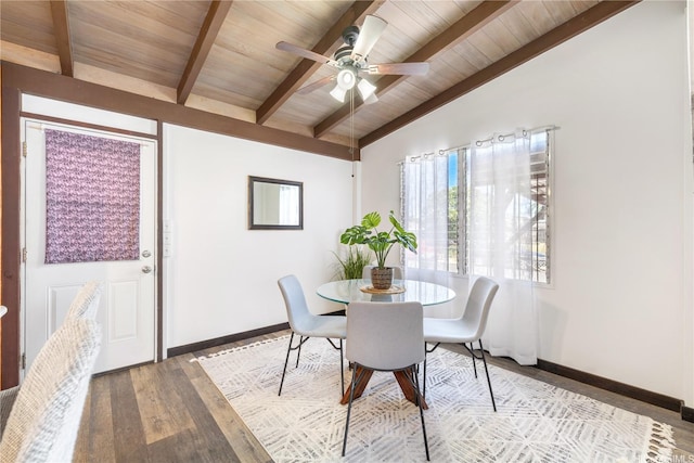 87-217 Maia St, Waianae, HI 96792 - dining room featuring wood finished floors, baseboards, ceiling fan, and wood ceiling