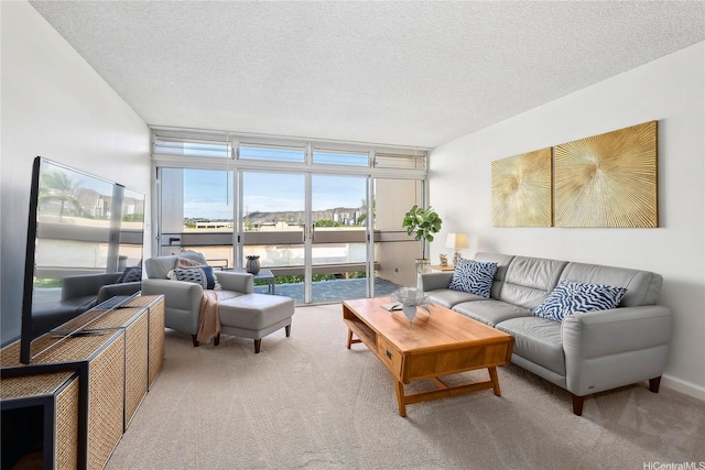 500 University Ave Unit 532, Honolulu, HI 96826 - carpeted living area featuring expansive windows and a textured ceiling