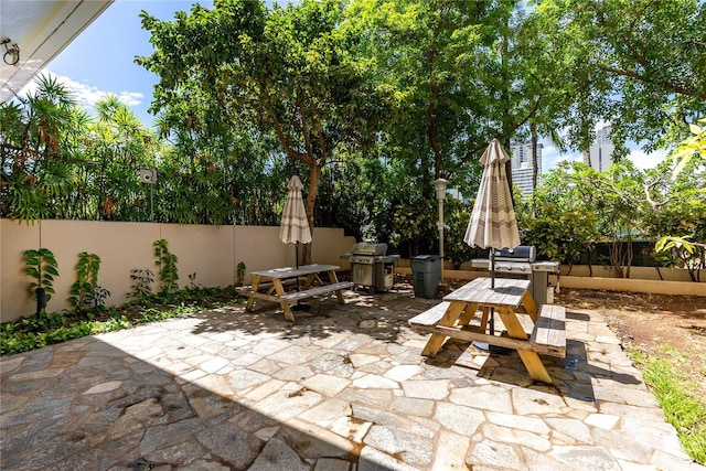 500 University Ave Unit 532, Honolulu, HI 96826 - view of patio / terrace featuring outdoor dining space and a grill
