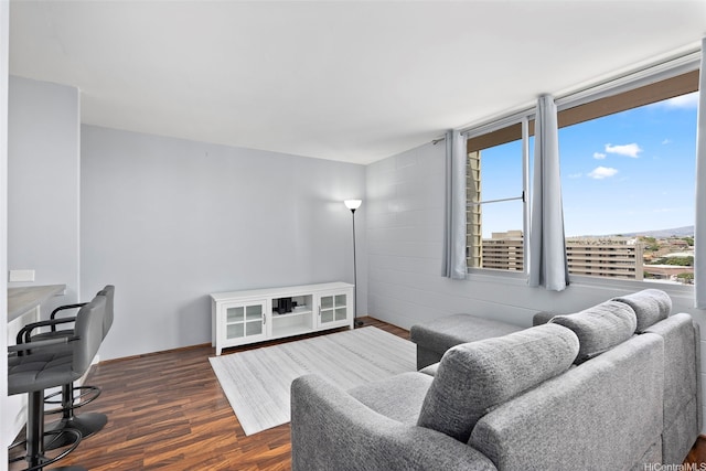 909 Ala Nanala St Unit 1401, Honolulu, HI 96818 - living room with plenty of natural light and dark wood finished floors
