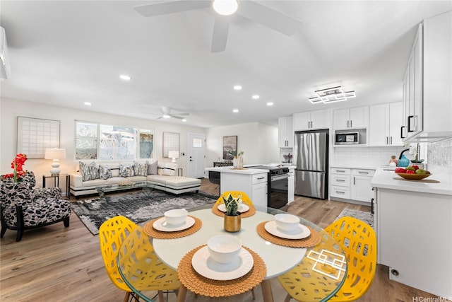 85-310 Kohai Pl, Waianae, HI 96792 - dining space with ceiling fan, light wood-type flooring, and recessed lighting