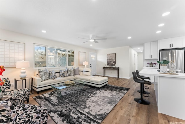 85-310 Kohai Pl, Waianae, HI 96792 - living area with ceiling fan, wood finished floors, recessed lighting, and baseboards